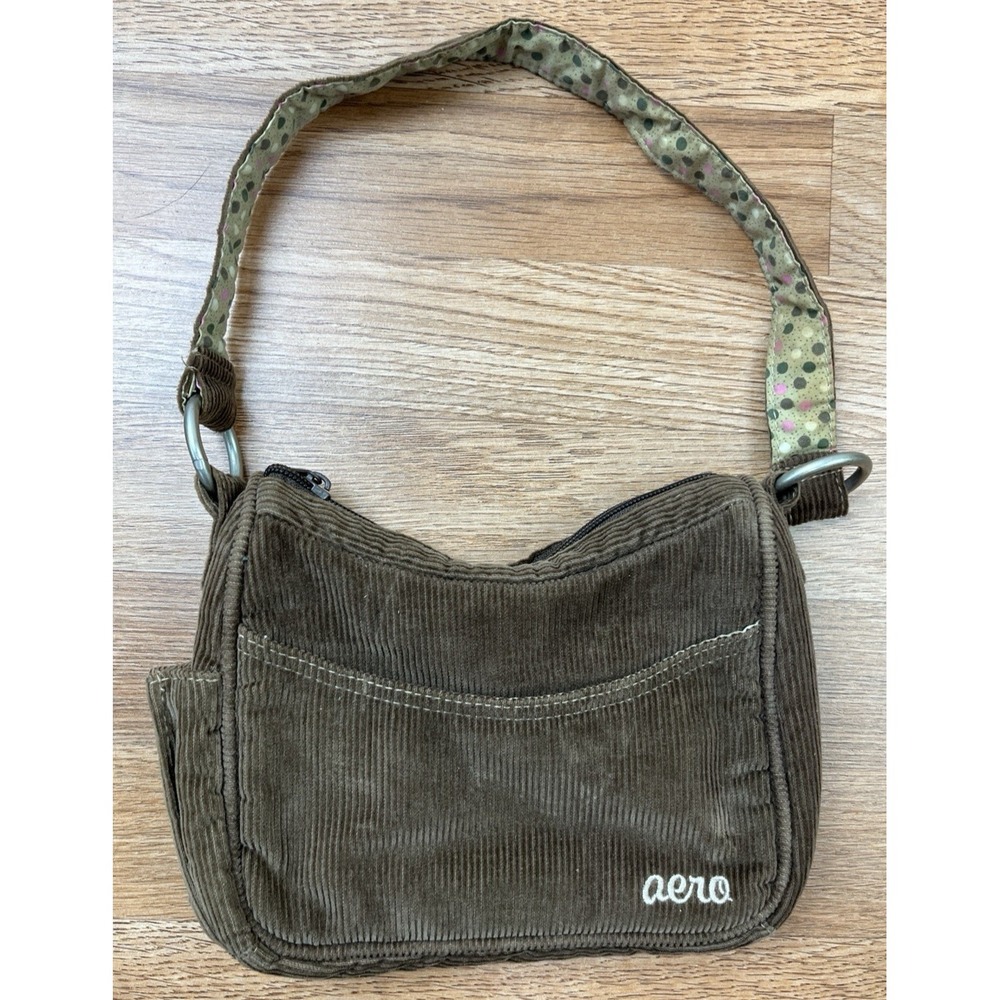 Vintage Y2K Aeropostale Aero Corduroy Shoulder Bag Mini Purse Brown